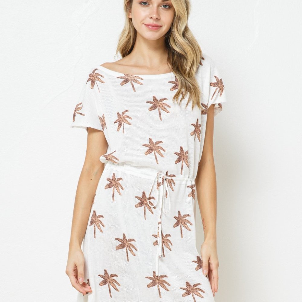 [LN][New] Knit dress-S/M, Palm Tree Print